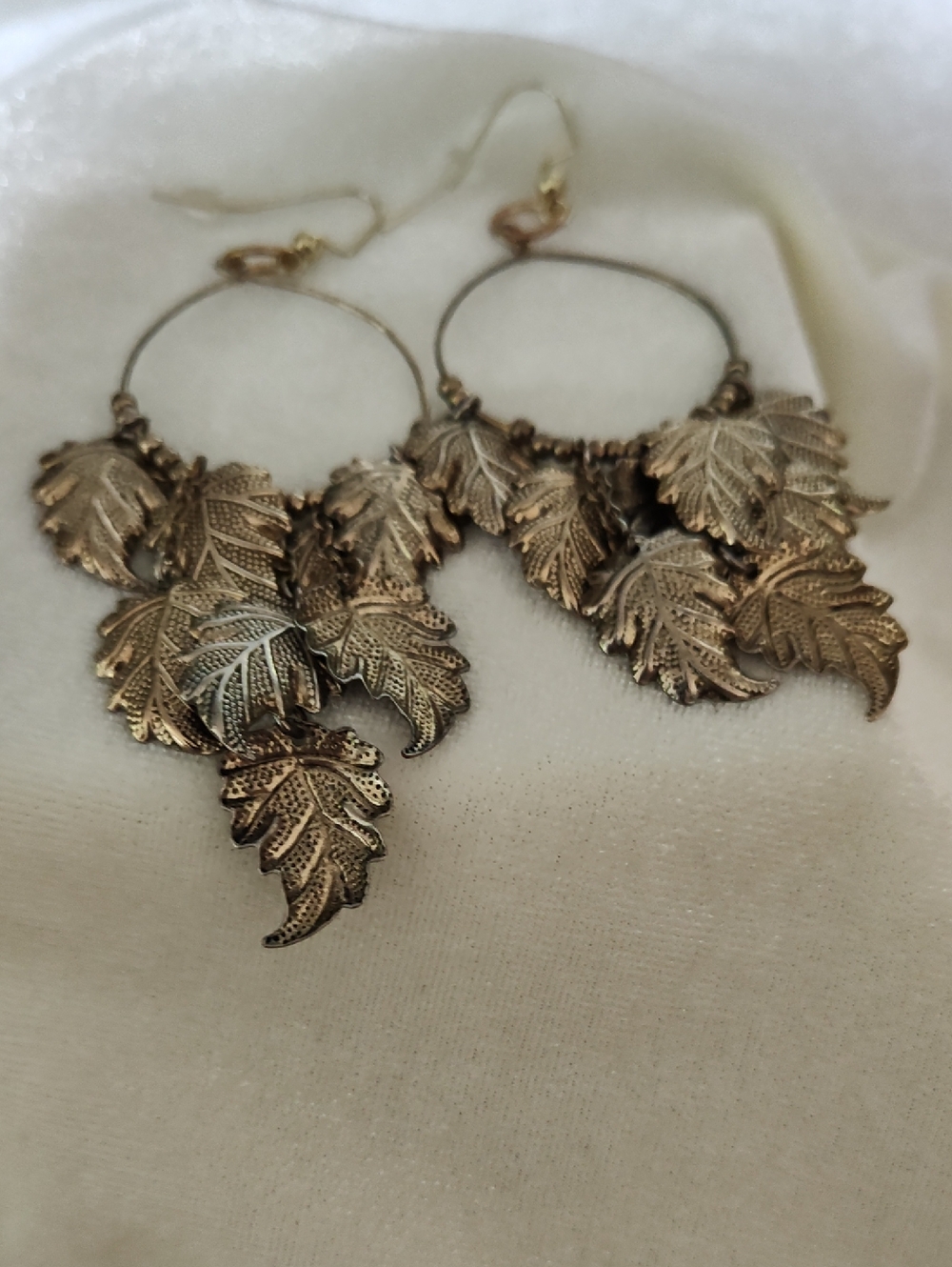 Source Unknown Antique Gold Leaf Chandelier Hoop Earrings
